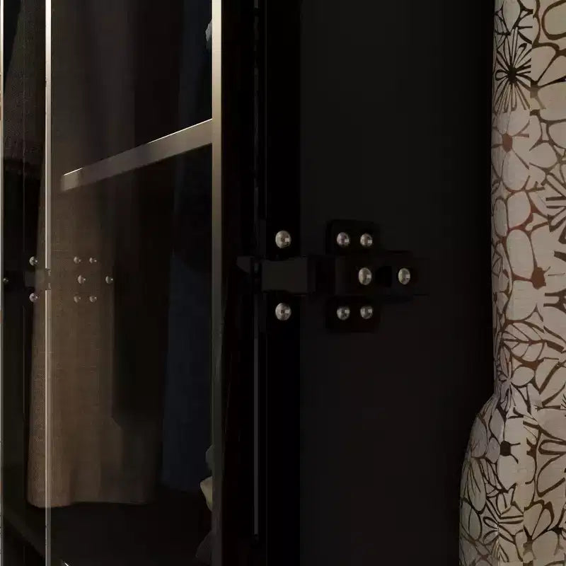 Hitow Armoire Modern Style Closet Glass Cabinet Doors Built-In Adjustable Lighting