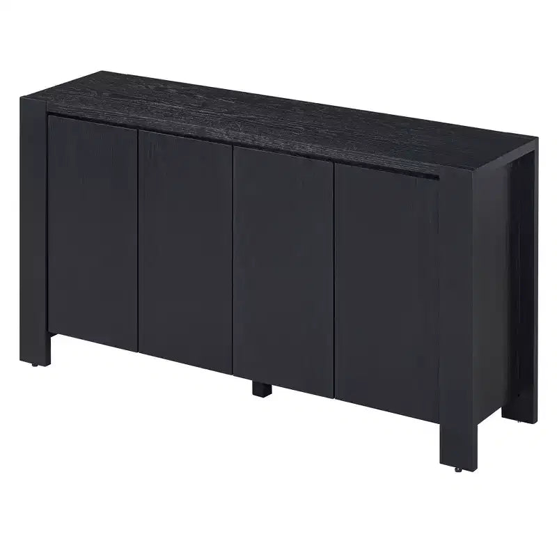 Whisen Buffet Cabinet with Storage, 4-Door Retro Wood Sideboard with Distressed Finish and Adjustable Shelves