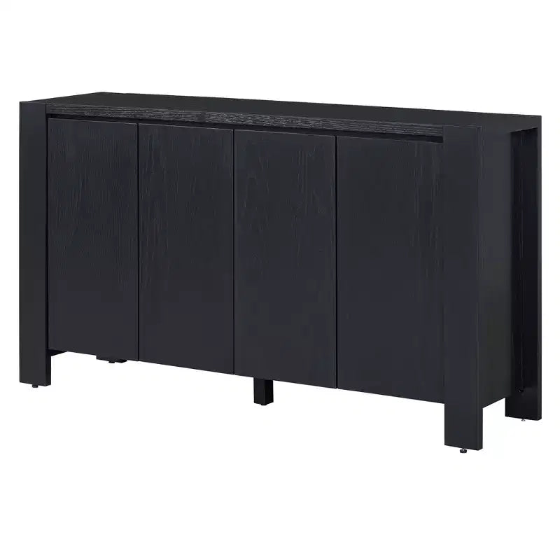 Whisen Buffet Cabinet with Storage, 4-Door Retro Wood Sideboard with Distressed Finish and Adjustable Shelves
