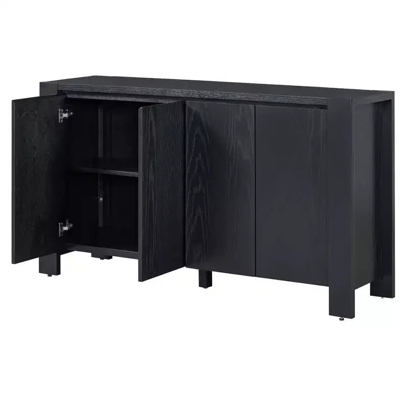 Whisen Buffet Cabinet with Storage, 4-Door Retro Wood Sideboard with Distressed Finish and Adjustable Shelves