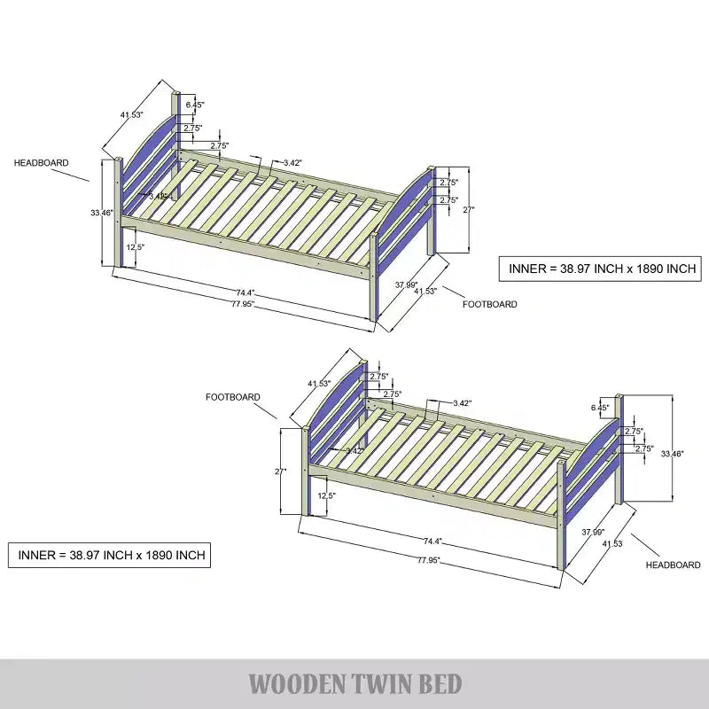 ChaletPosh Twin Over Twin Size Wooden Bunk Bed