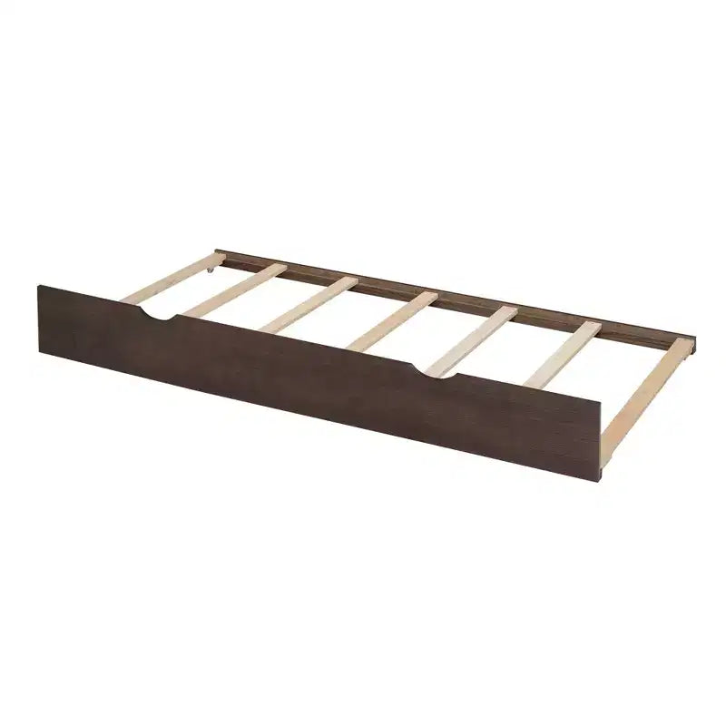 Full Size Platform Bed Frame with Storage Headboard, Charging Station, Trundle, 2 Drawers and Pull Out Shelves, White/Espresso-ModernLuxe