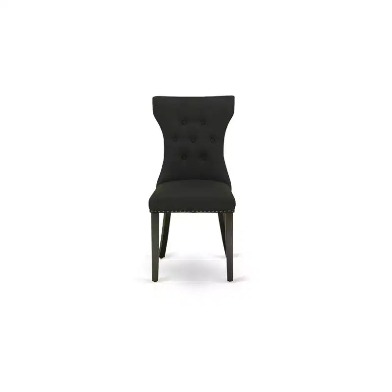 HomeStock Gallatin Parsons Dining Chairs Black Linen Fabric Set of 2