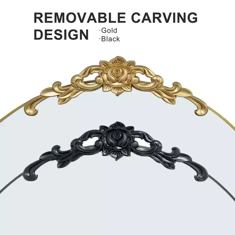 Elegant Right Angle Mirror: 66.3x22.62, Vintage Carved, Black, Full Length