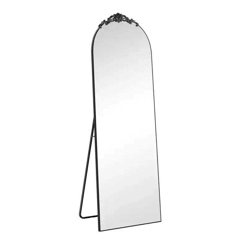Elegant Right Angle Mirror: 66.3x22.62, Vintage Carved, Black, Full Length