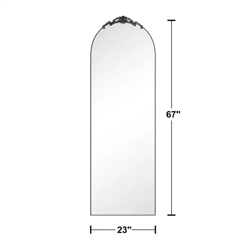 Elegant Right Angle Mirror: 66.3x22.62, Vintage Carved, Black, Full Length