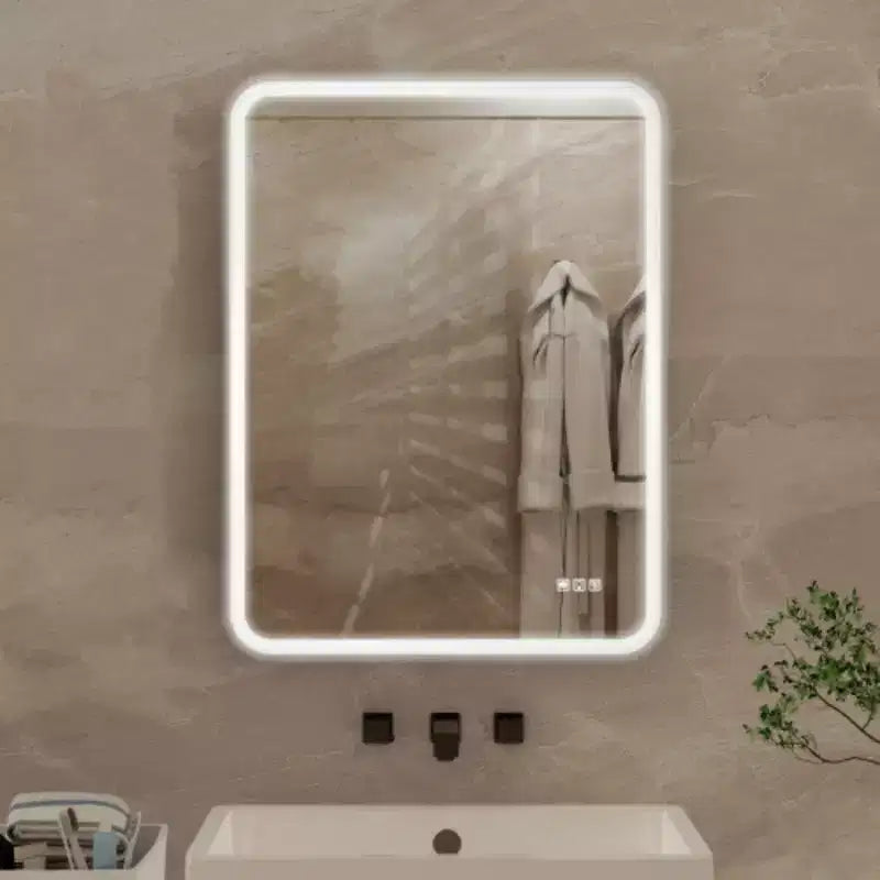 Anti-Fog LED Wall Mirror, 24 X 32 Rectangular Framed, Dimmable Lighted Vanity Mirror