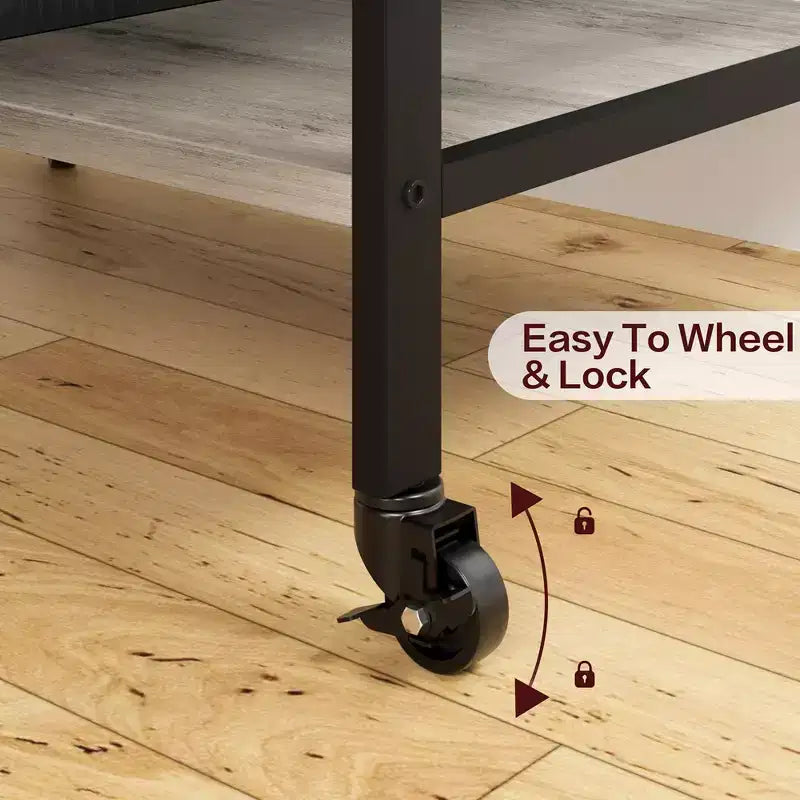 Large Printer Stand, Moveable Printer Table with Storage Shelf, 4 Tier Rolling Printer Stand with Wheels for Home Office