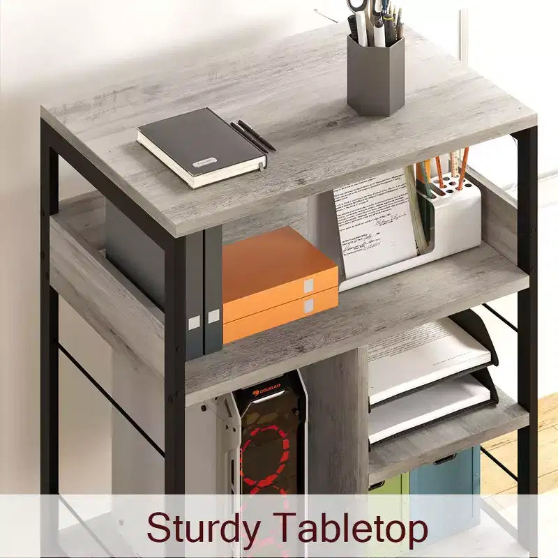 Large Printer Stand, Moveable Printer Table with Storage Shelf, 4 Tier Rolling Printer Stand with Wheels for Home Office