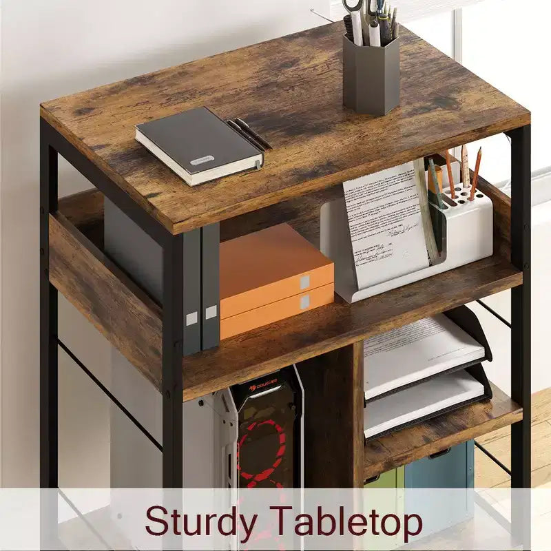 Large Printer Stand, Moveable Printer Table with Storage Shelf, 4 Tier Rolling Printer Stand with Wheels for Home Office