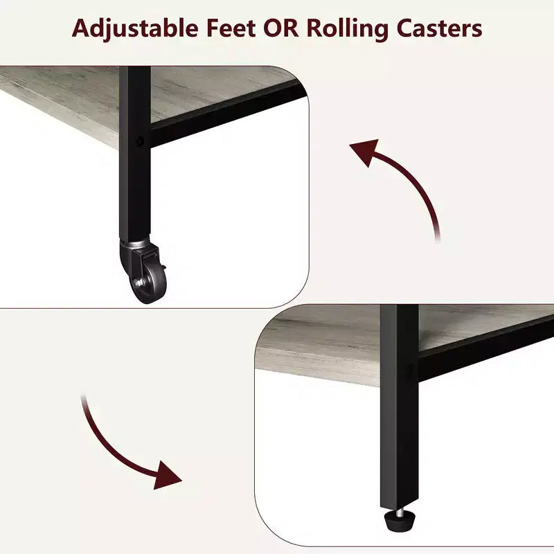 Large Printer Stand, Moveable Printer Table with Storage Shelf, 4 Tier Rolling Printer Stand with Wheels for Home Office