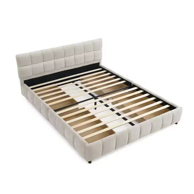 GDFStudio Abbott Queen Size Tufted Chenille Upholstered Bed with Drawer and Headboard