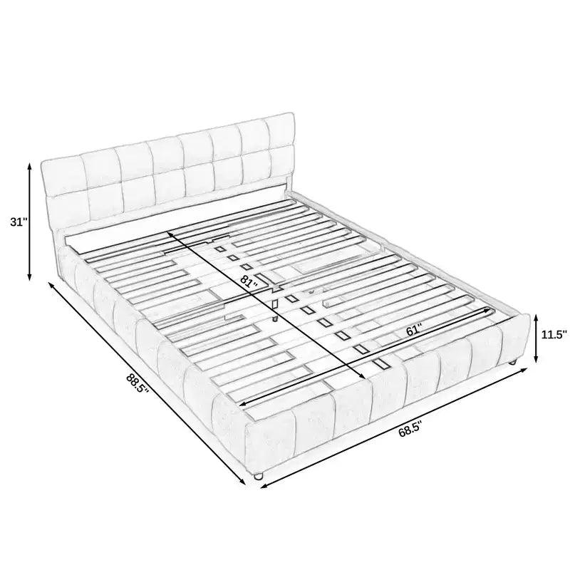 GDFStudio Abbott Queen Size Tufted Chenille Upholstered Bed with Drawer and Headboard