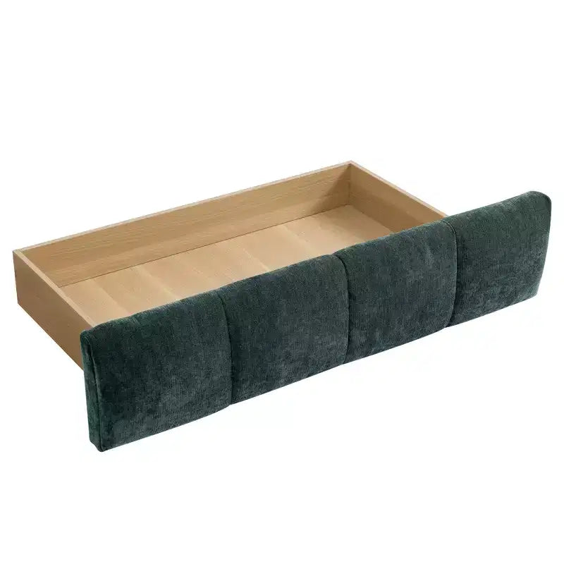 GDFStudio Abbott Queen Size Tufted Chenille Upholstered Bed with Drawer and Headboard