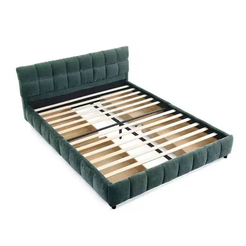 GDFStudio Abbott Queen Size Tufted Chenille Upholstered Bed with Drawer and Headboard