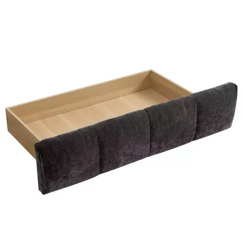 GDFStudio Abbott Queen Size Tufted Chenille Upholstered Bed with Drawer and Headboard