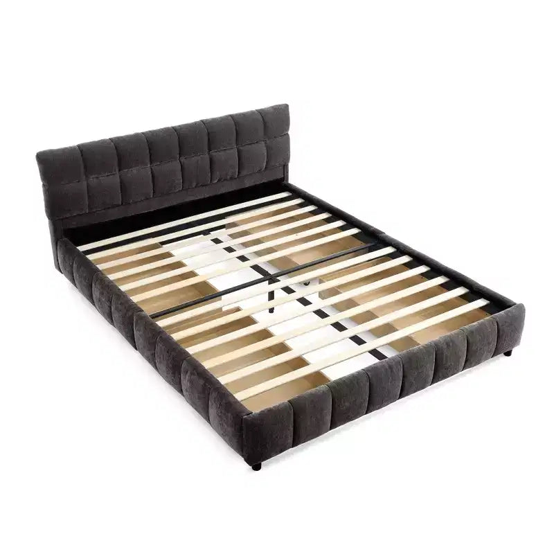 GDFStudio Abbott Queen Size Tufted Chenille Upholstered Bed with Drawer and Headboard