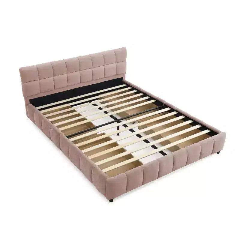 GDFStudio Abbott Queen Size Tufted Chenille Upholstered Bed with Drawer and Headboard