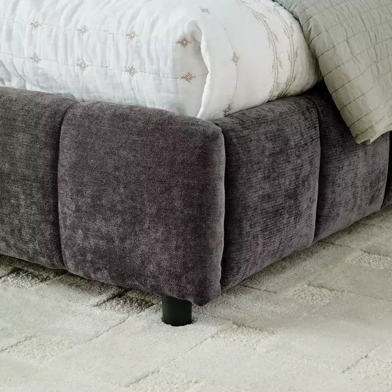 GDFStudio Abbott Queen Size Tufted Chenille Upholstered Bed with Drawer and Headboard