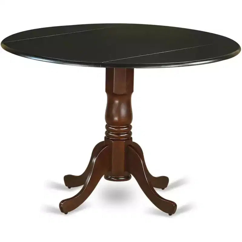 HomeStock Dining Table Made of Rubber Wood with Two 9 Inch Drop Leaves