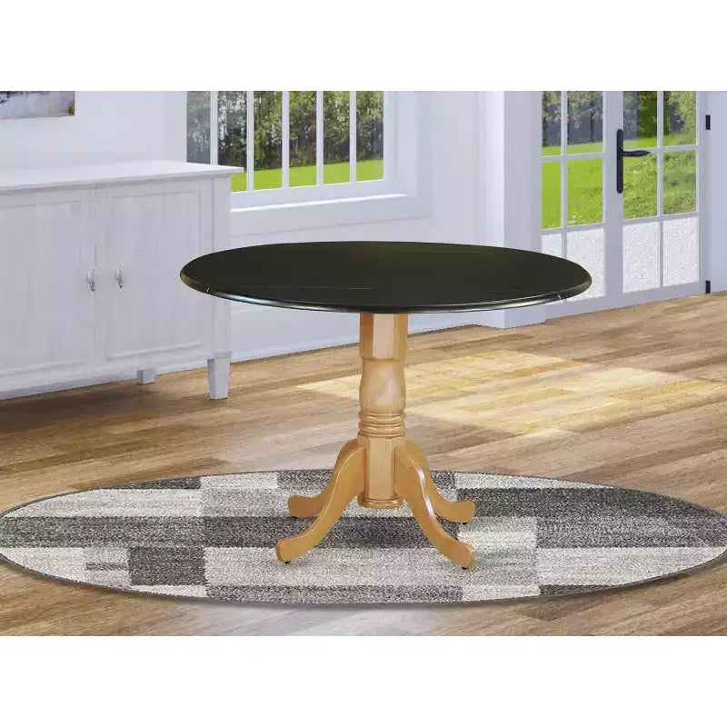 HomeStock Dining Table Made of Rubber Wood with Two 9 Inch Drop Leaves