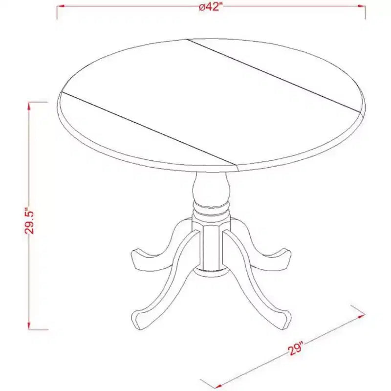HomeStock Dining Table Made of Rubber Wood with Two 9 Inch Drop Leaves