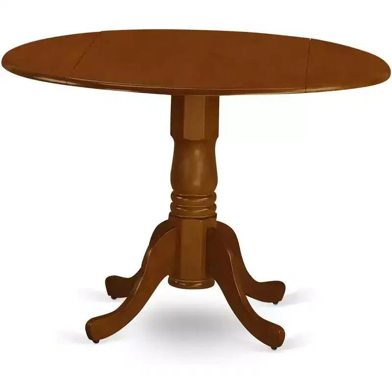 HomeStock Dining Table Made of Rubber Wood with Two 9 Inch Drop Leaves