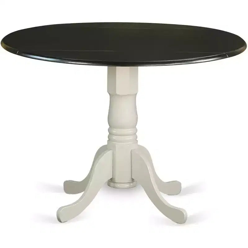 HomeStock Dining Table Made of Rubber Wood with Two 9 Inch Drop Leaves