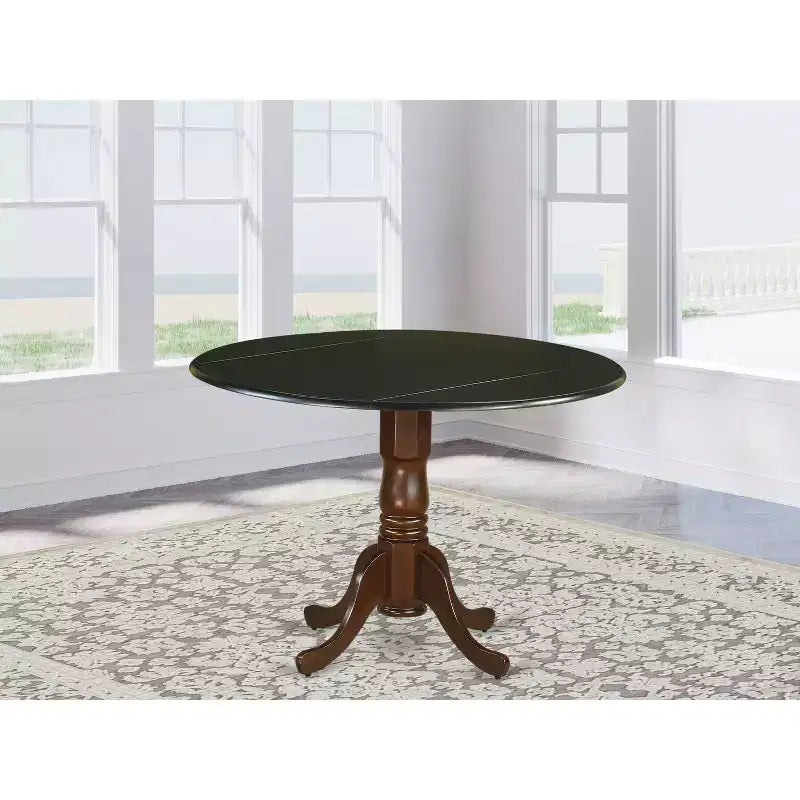 HomeStock Dining Table Made of Rubber Wood with Two 9 Inch Drop Leaves