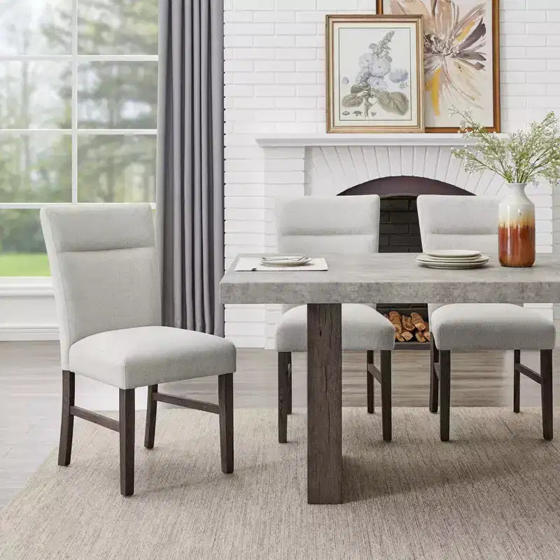 Roundhill Furniture Sorlen Modern Gray Upholstered Dining Chairs, Set of 2
