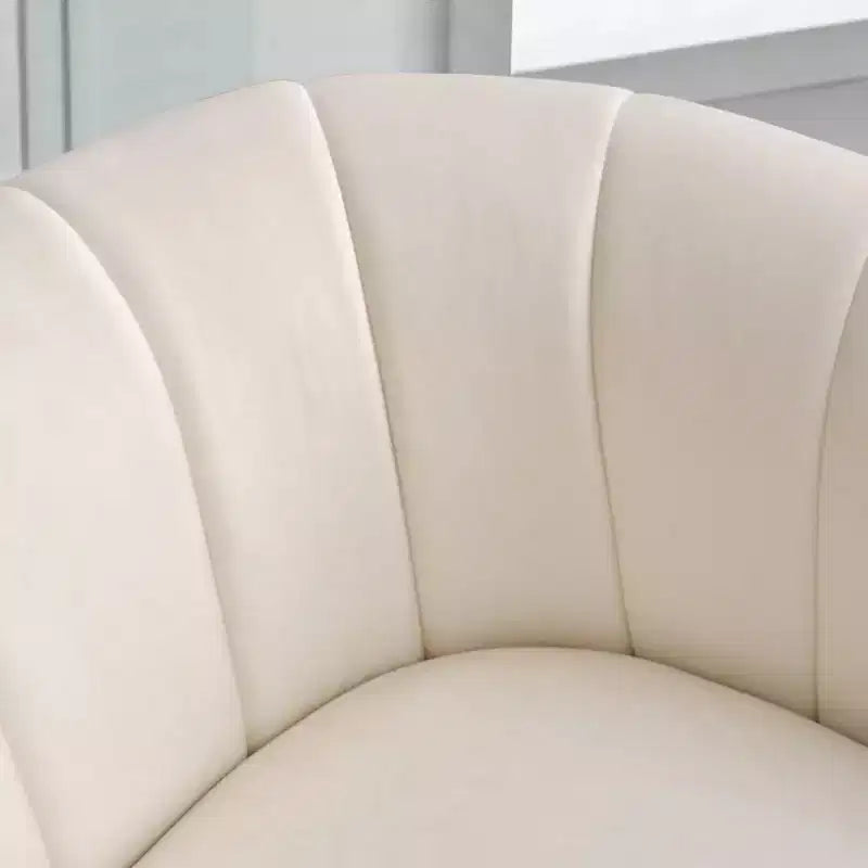 White Soft Velvet Arm Chair with Swivel Barrel Accent Chair with Pillow
