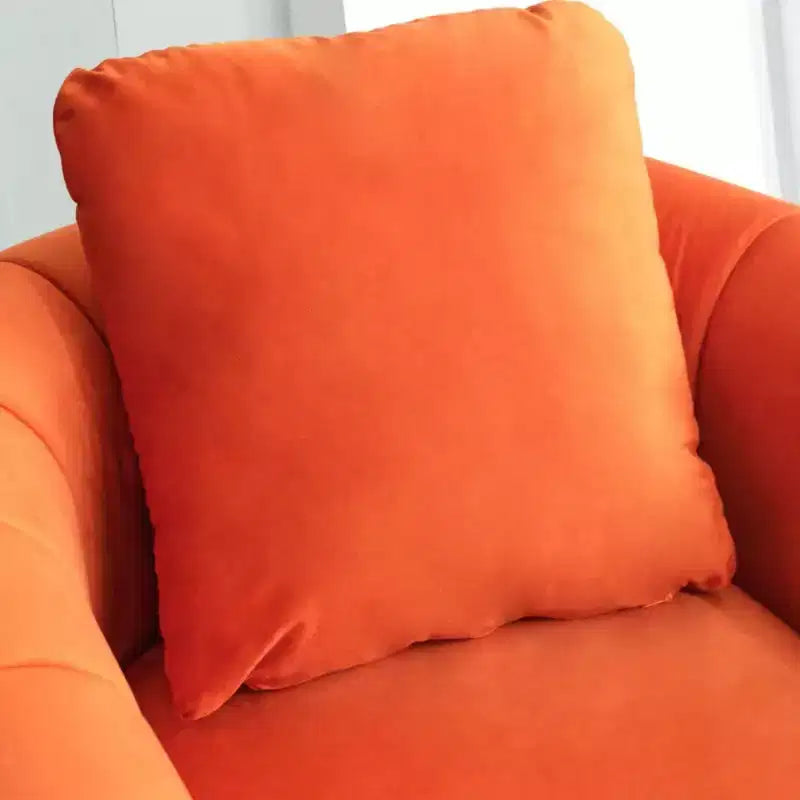 White Soft Velvet Arm Chair with Swivel Barrel Accent Chair with Pillow