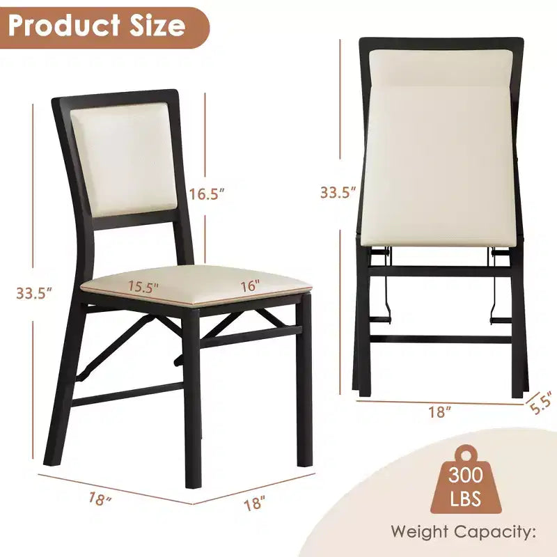 VECELO Foldable Dining Chairs Set of 2/4/6, No Assembly Heavy-Duty Metal Frame, Kitchen and Living Room Chairs, Black/Brown