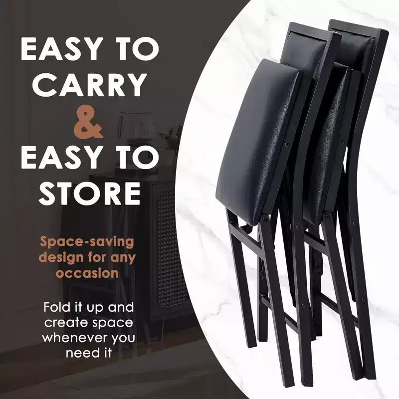 VECELO Foldable Dining Chairs Set of 2/4/6, No Assembly Heavy-Duty Metal Frame, Kitchen and Living Room Chairs, Black/Brown