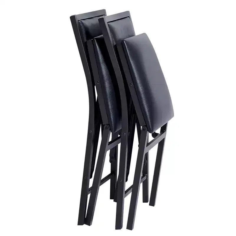 VECELO Foldable Dining Chairs Set of 2/4/6, No Assembly Heavy-Duty Metal Frame, Kitchen and Living Room Chairs, Black/Brown