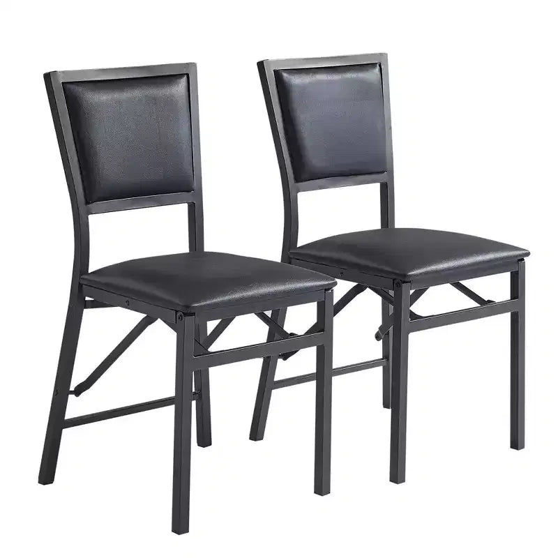 VECELO Foldable Dining Chairs Set of 2/4/6, No Assembly Heavy-Duty Metal Frame, Kitchen and Living Room Chairs, Black/Brown