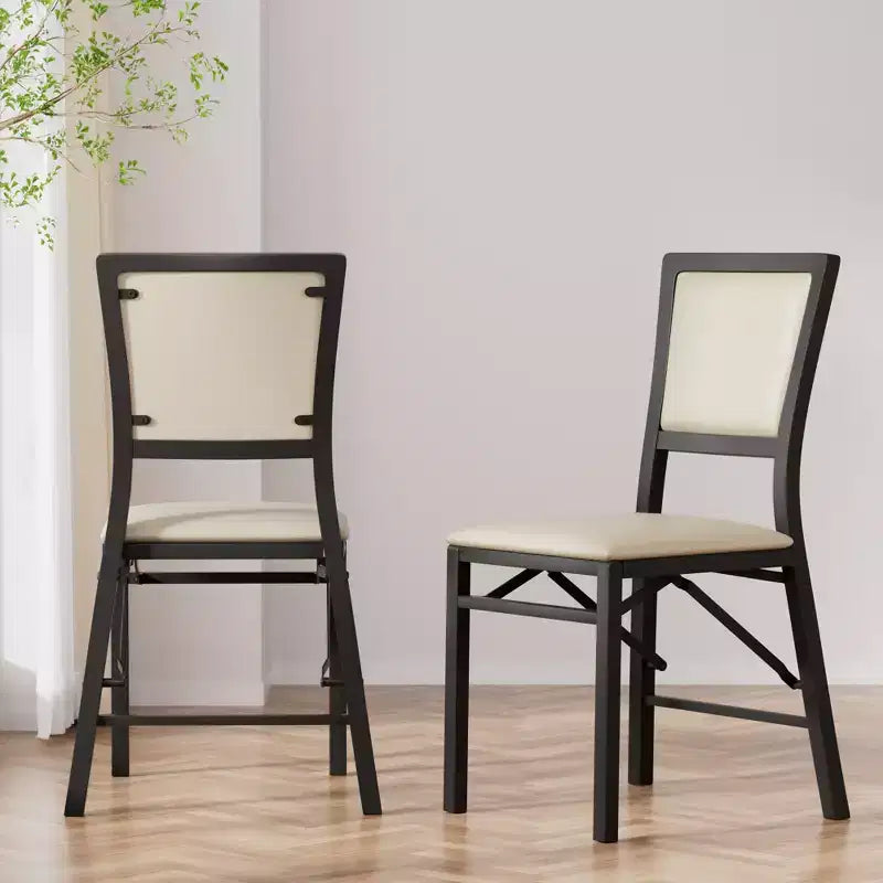 VECELO Foldable Dining Chairs Set of 2/4/6, No Assembly Heavy-Duty Metal Frame, Kitchen and Living Room Chairs, Black/Brown