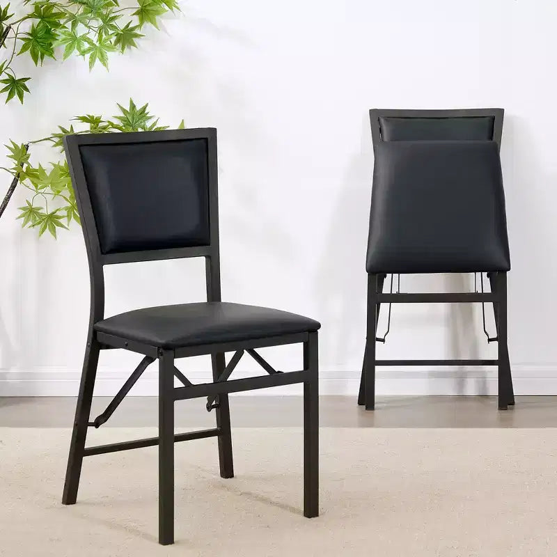 VECELO Foldable Dining Chairs Set of 2/4/6, No Assembly Heavy-Duty Metal Frame, Kitchen and Living Room Chairs, Black/Brown