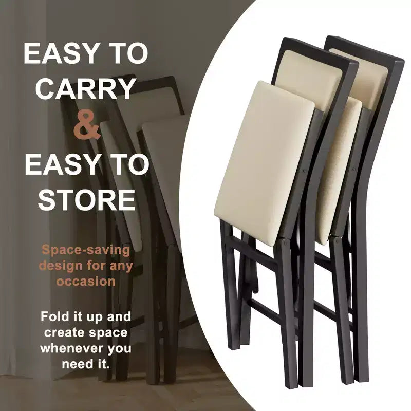 VECELO Foldable Dining Chairs Set of 2/4/6, No Assembly Heavy-Duty Metal Frame, Kitchen and Living Room Chairs, Black/Brown