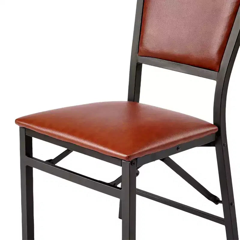 VECELO Foldable Dining Chairs Set of 2/4/6, No Assembly Heavy-Duty Metal Frame, Kitchen and Living Room Chairs, Black/Brown