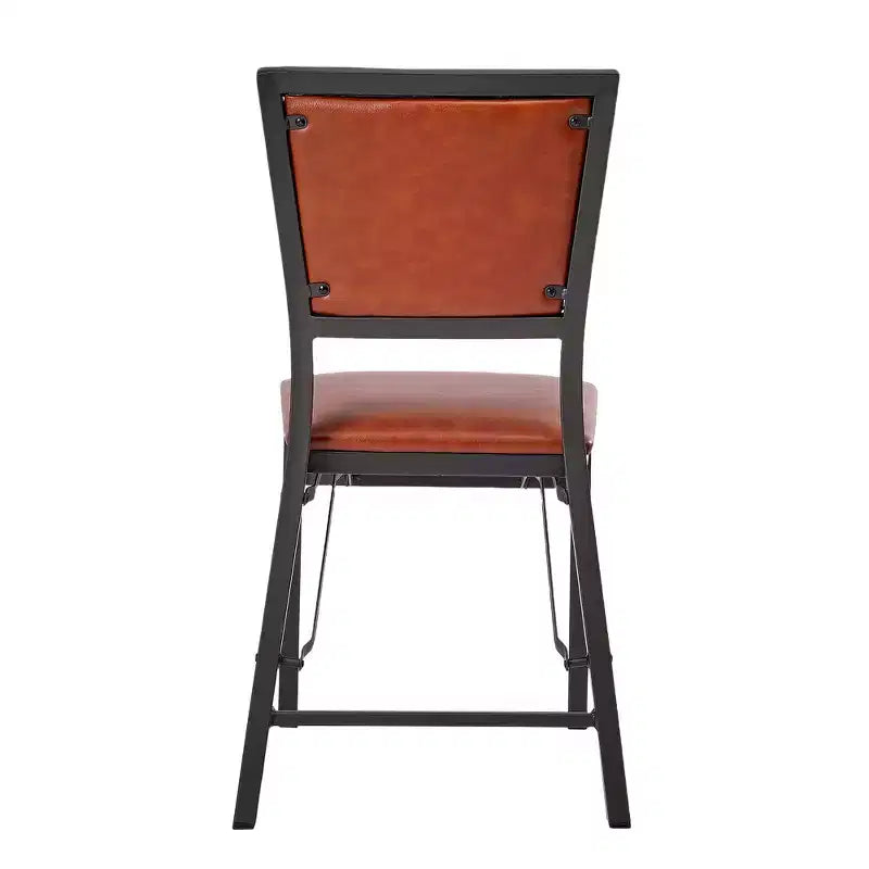 VECELO Foldable Dining Chairs Set of 2/4/6, No Assembly Heavy-Duty Metal Frame, Kitchen and Living Room Chairs, Black/Brown