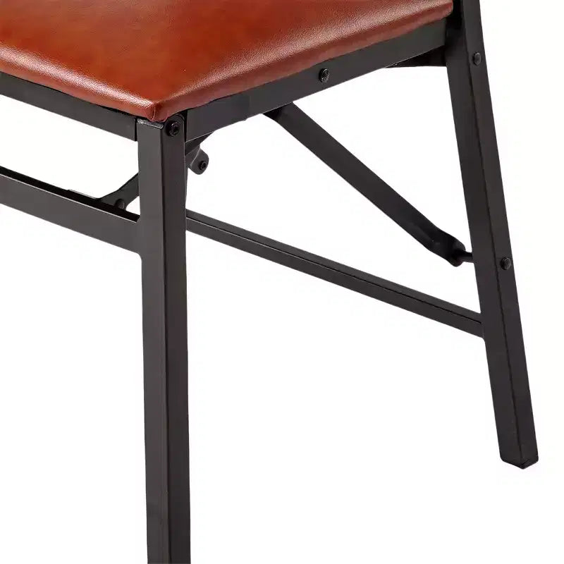 VECELO Foldable Dining Chairs Set of 2/4/6, No Assembly Heavy-Duty Metal Frame, Kitchen and Living Room Chairs, Black/Brown