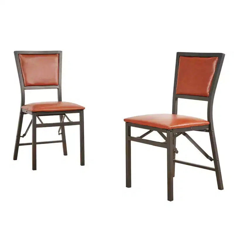 VECELO Foldable Dining Chairs Set of 2/4/6, No Assembly Heavy-Duty Metal Frame, Kitchen and Living Room Chairs, Black/Brown