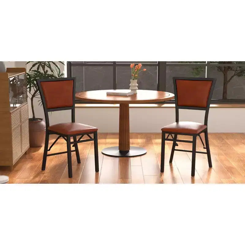 VECELO Foldable Dining Chairs Set of 2/4/6, No Assembly Heavy-Duty Metal Frame, Kitchen and Living Room Chairs, Black/Brown