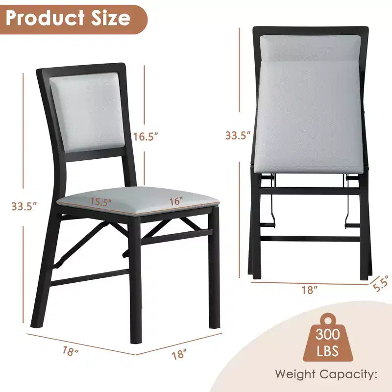 VECELO Foldable Dining Chairs Set of 2/4/6, No Assembly Heavy-Duty Metal Frame, Kitchen and Living Room Chairs, Black/Brown