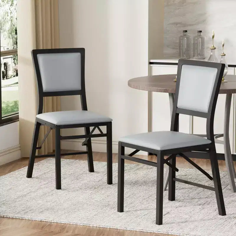 VECELO Foldable Dining Chairs Set of 2/4/6, No Assembly Heavy-Duty Metal Frame, Kitchen and Living Room Chairs, Black/Brown