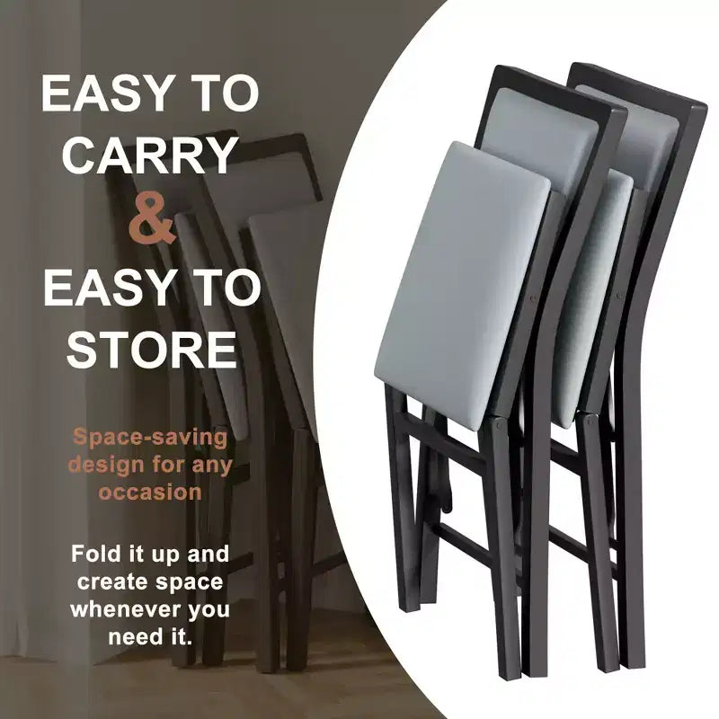 VECELO Foldable Dining Chairs Set of 2/4/6, No Assembly Heavy-Duty Metal Frame, Kitchen and Living Room Chairs, Black/Brown