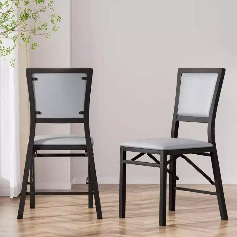 VECELO Foldable Dining Chairs Set of 2/4/6, No Assembly Heavy-Duty Metal Frame, Kitchen and Living Room Chairs, Black/Brown