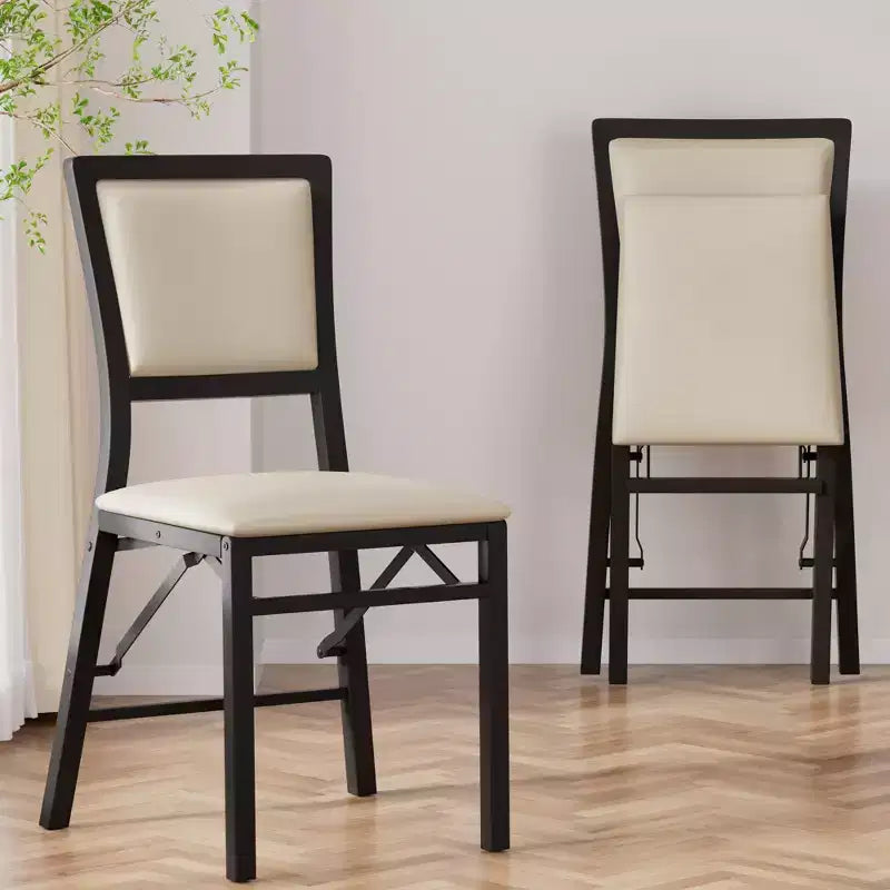 VECELO Foldable Dining Chairs Set of 2/4/6, No Assembly Heavy-Duty Metal Frame, Kitchen and Living Room Chairs, Black/Brown