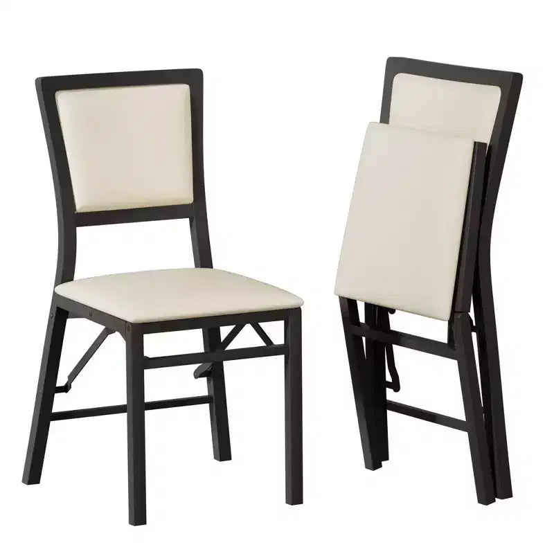 VECELO Foldable Dining Chairs Set of 2/4/6, No Assembly Heavy-Duty Metal Frame, Kitchen and Living Room Chairs, Black/Brown